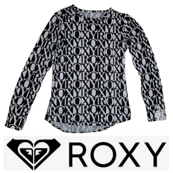 Roxy Tops - Roxy Wmns Base Layer Ski/Snowboard Top Long Sleeve Black & White Size Large